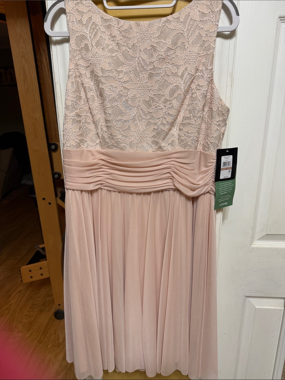 Sleeveless Lace Bodice Prom Dress in Blush